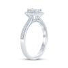 Thumbnail Image 2 of Now + Forever Vintage-Style Princess & Round-Cut Multi-Diamond Center Engagement Ring 1/2 ct tw 14K White Gold