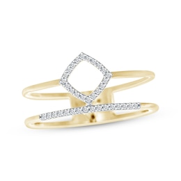 Round-Cut Diamond Cushion-Shaped Double-Band Ring 1/10 ct tw 10K Yellow Gold