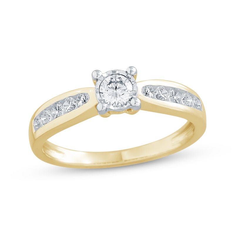 Main Image 1 of Diamond Channel-Set Shank Promise Ring 3/8 ct tw 10K Yellow Gold