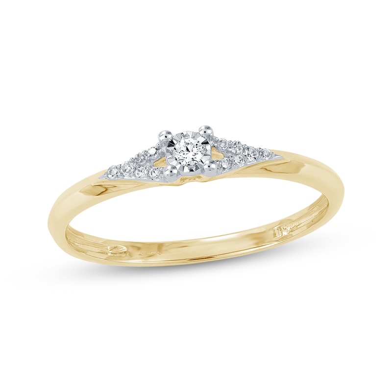 Round-Cut Diamond Chevron Sides Promise Ring 1/20 ct tw 10K Yellow Gold