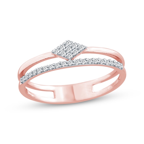 Round-Cut Diamond Stackable Double-Band Ring 1/6 ct tw 10K Rose Gold