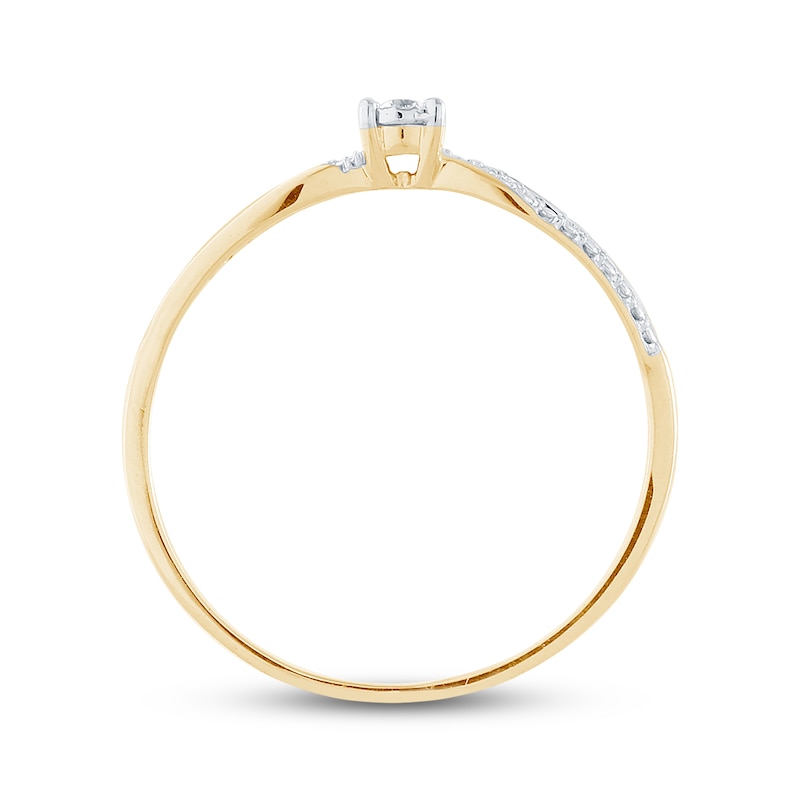 Diamond Accent Swirl Pinched Shank Promise Ring 10K Yellow Gold | Kay