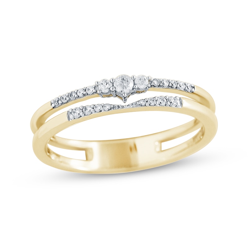 Main Image 1 of Diamond Three-Stone Split Promise Ring 1/6 ct tw 10K Yellow Gold