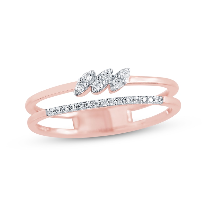 Main Image 1 of Diamond Stackable Two-Row Promise Ring 1/8 ct tw 10K Rose Gold