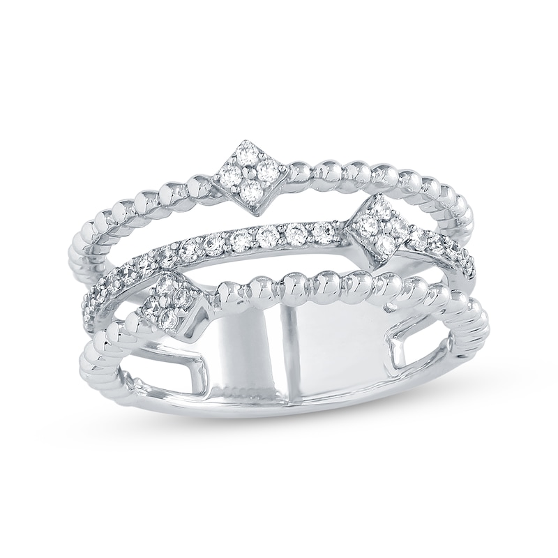 Main Image 1 of Round-Cut Diamond Stackable Triple-Band Ring 1/4 ct tw 10K White Gold