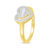 Thumbnail Image 2 of Baguette & Round-Cut Diamond Heart Halo Ring 1/4 ct tw 10K Yellow Gold