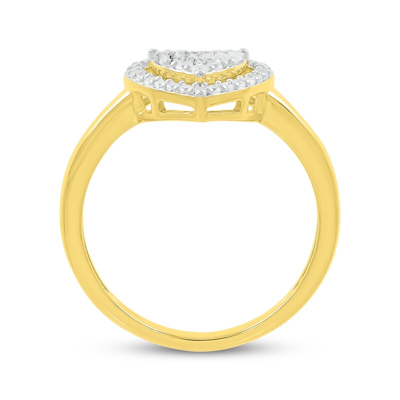 Main Image 3 of Baguette & Round-Cut Diamond Heart Halo Ring 1/4 ct tw 10K Yellow Gold