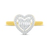 Thumbnail Image 4 of Baguette & Round-Cut Diamond Heart Halo Ring 1/4 ct tw 10K Yellow Gold