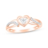 Thumbnail Image 1 of Round-Cut Diamond Heart Halo Ring 1/10 ct tw 10K Rose Gold