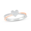 Thumbnail Image 1 of Round-Cut Diamond Heart Crossover Ring 1/8 ct tw 10K Two-Tone Gold