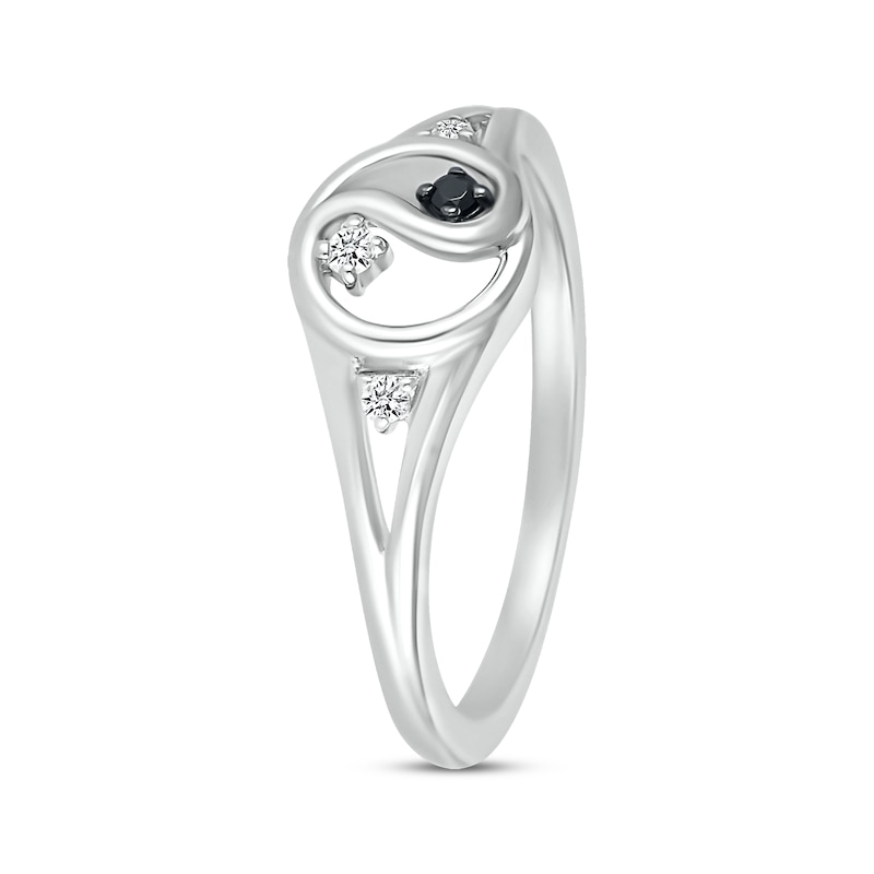 Main Image 2 of Black & White Diamond Yin-Yang Open Ring 1/20 ct tw Sterling Silver