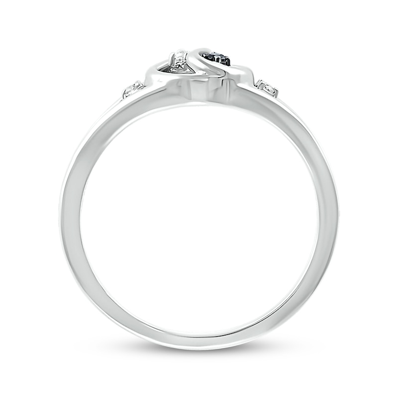 Black & White Diamond Yin-Yang Open Ring 1/20 ct tw Sterling Silver