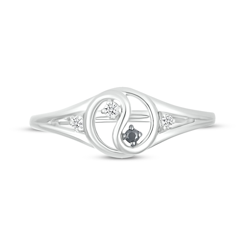 Main Image 4 of Black & White Diamond Yin-Yang Open Ring 1/20 ct tw Sterling Silver