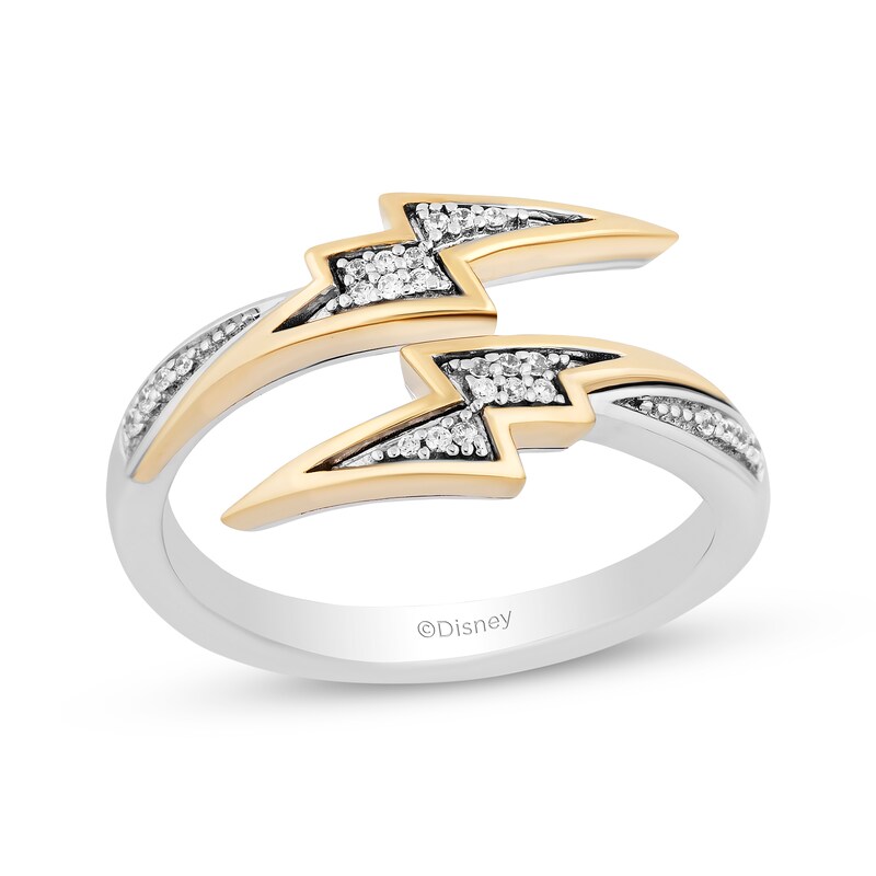 Disney Treasures Hercules Diamond Lightning Bolt Bypass Ring 1/15 ct tw Sterling Silver & 10K Yellow Gold