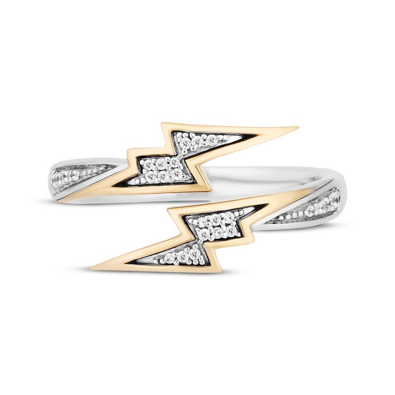 Disney Treasures Hercules Diamond Lightning Bolt Bypass Ring 1/15 ct tw Sterling Silver & 10K Yellow Gold