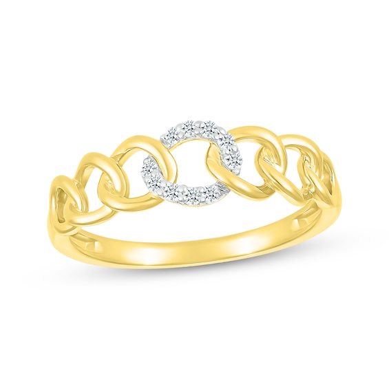 Diamond Chain Link Ring 1/15 ct tw 10K Yellow Gold | Kay