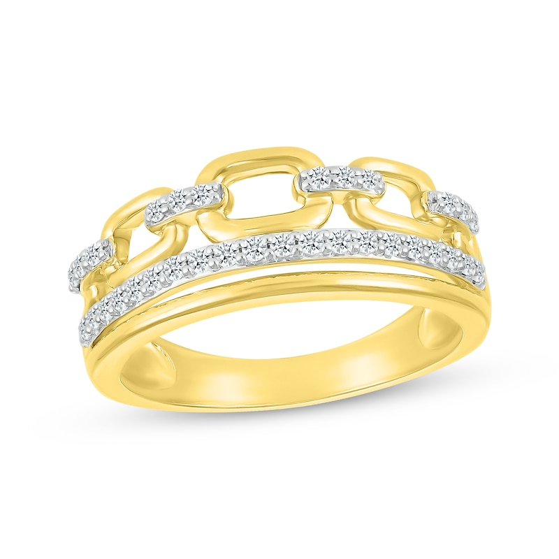 Diamond Chain Link Faux-Stack Ring 1/4 ct tw 10K Yellow Gold