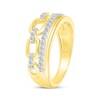 Diamond Chain Link Faux-Stack Ring 1/4 ct tw 10K Yellow Gold