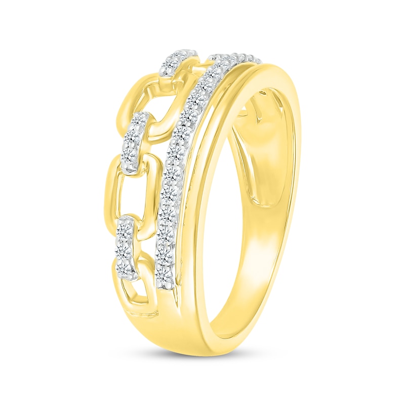 Diamond Chain Link Faux-Stack Ring 1/4 ct tw 10K Yellow Gold