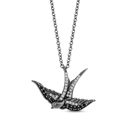 Disney Treasures Pirates of the Caribbean Black & White Diamond Sparrow Necklace 1/6 ct tw Sterling Silver 19”