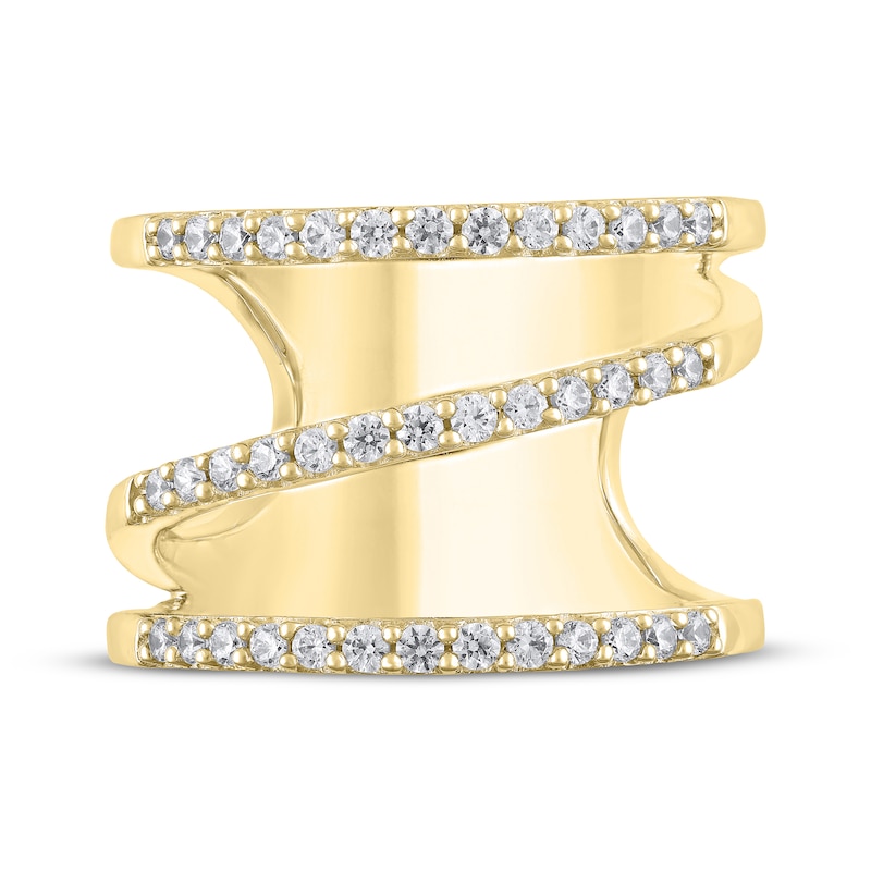 Diamond Three-Row Diagonal Ring 1/2 ct tw 10K Yellow Gold