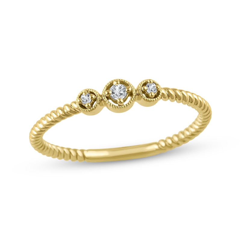 Diamond Three-Stone Rope Promise Ring 1/20 ct tw 10K Yellow Gold