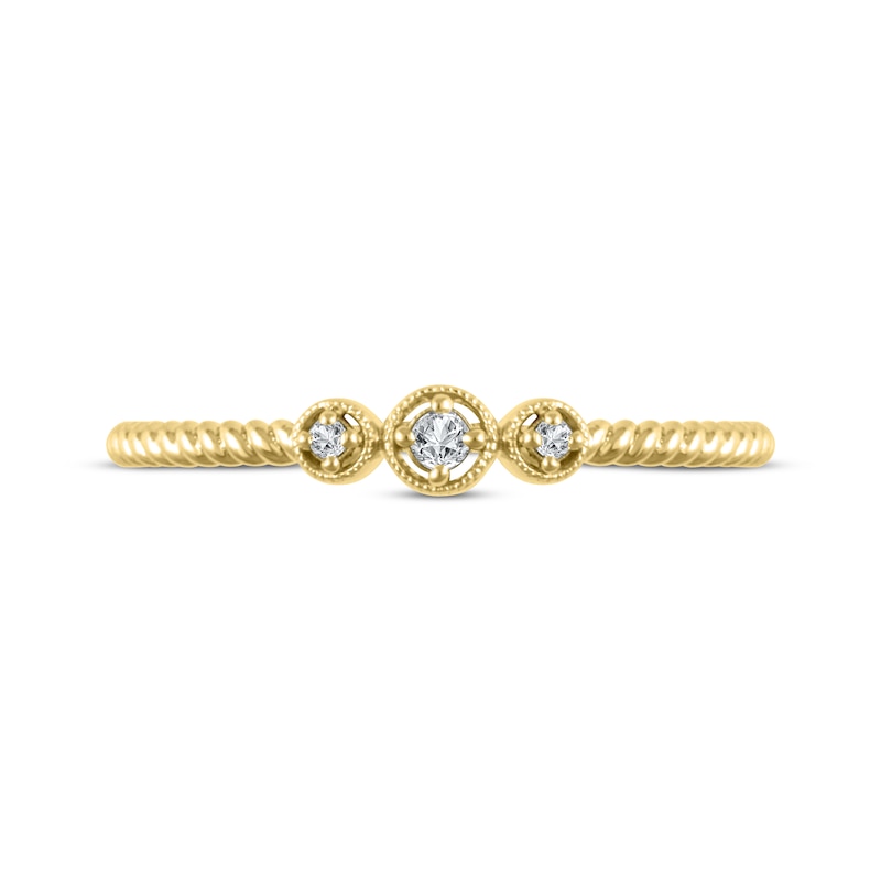Diamond Three-Stone Rope Promise Ring 1/20 ct tw 10K Yellow Gold