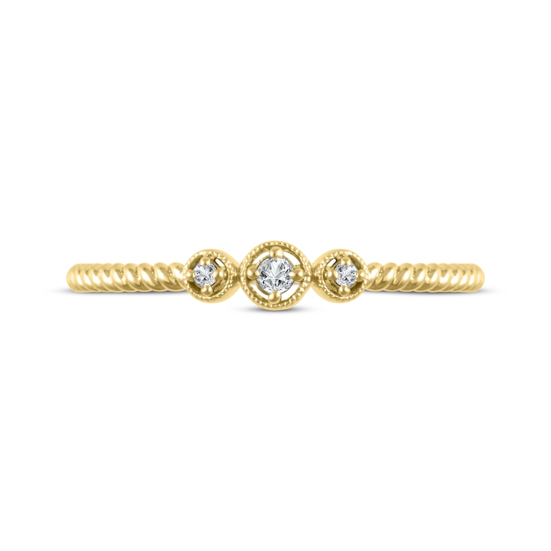 Main Image 3 of Diamond Three-Stone Rope Twist Promise Ring 1/20 ct tw 10K Yellow Gold