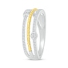 Thumbnail Image 1 of Diamond Faux-Stack Beaded Ring 1/5 ct tw Sterling Silver & 10K Yellow Gold