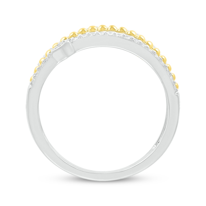 Main Image 3 of Diamond Faux-Stack Beaded Ring 1/5 ct tw Sterling Silver & 10K Yellow Gold