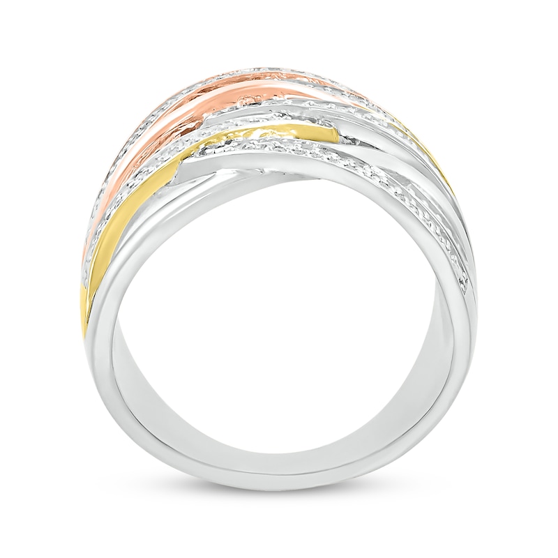 Main Image 2 of Diamond Multi-Row Crisscross Ring 1/2 ct tw Sterling Silver & 10K Two-Tone Gold
