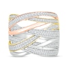 Thumbnail Image 2 of Diamond Multi-Row Crisscross Ring 1/2 ct tw Sterling Silver & 10K Two-Tone Gold