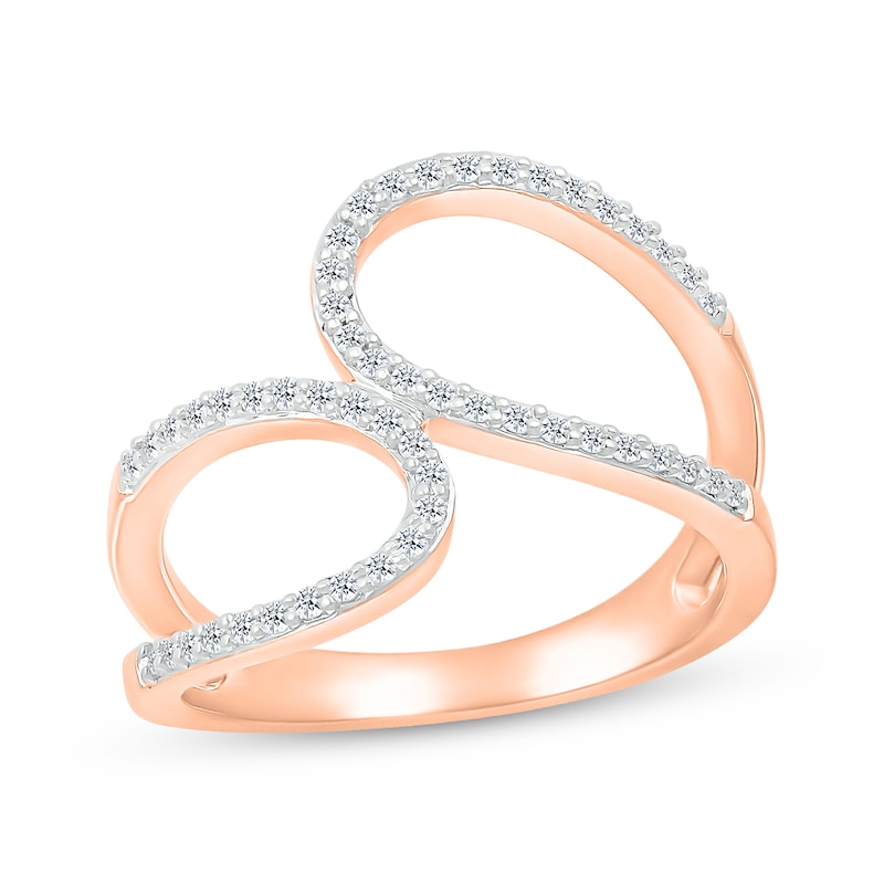 Main Image 1 of Diamond Open Shank Loop Ring 1/4 ct tw 10K Rose Gold