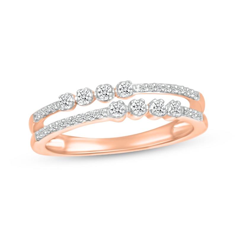Main Image 1 of Diamond Two-Row Faux-Stack Ring 1/4 ct tw 10K Rose Gold