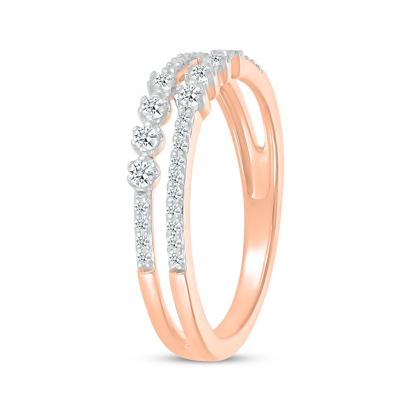 Main Image 2 of Diamond Two-Row Faux-Stack Ring 1/4 ct tw 10K Rose Gold