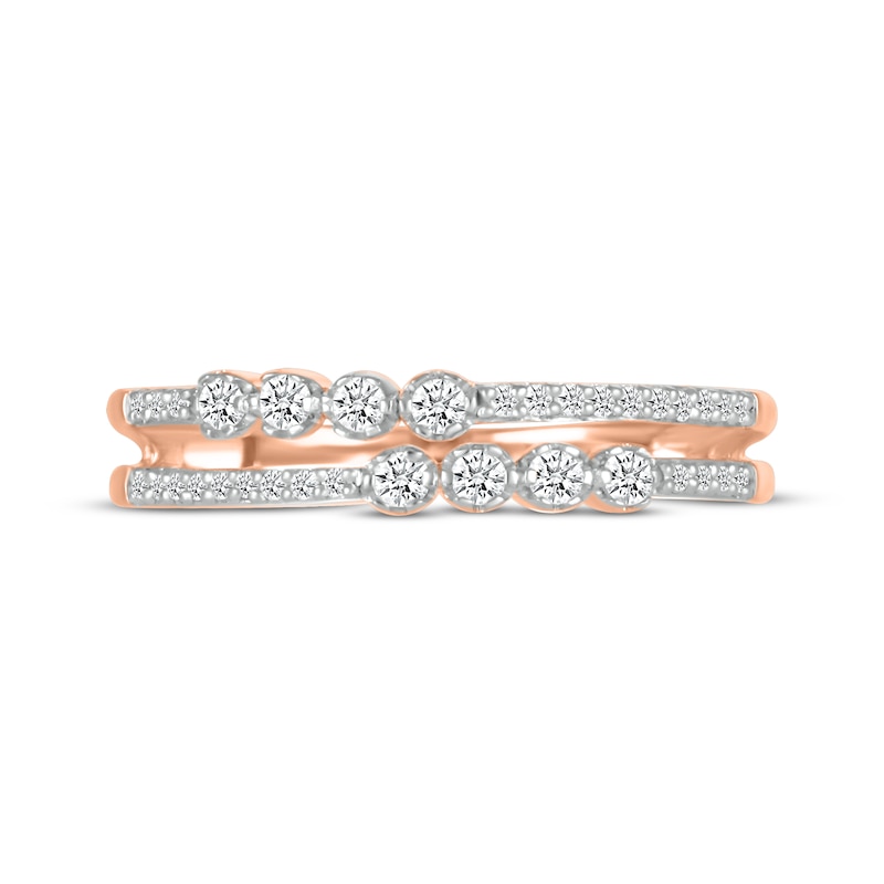 Main Image 4 of Diamond Two-Row Faux-Stack Ring 1/4 ct tw 10K Rose Gold