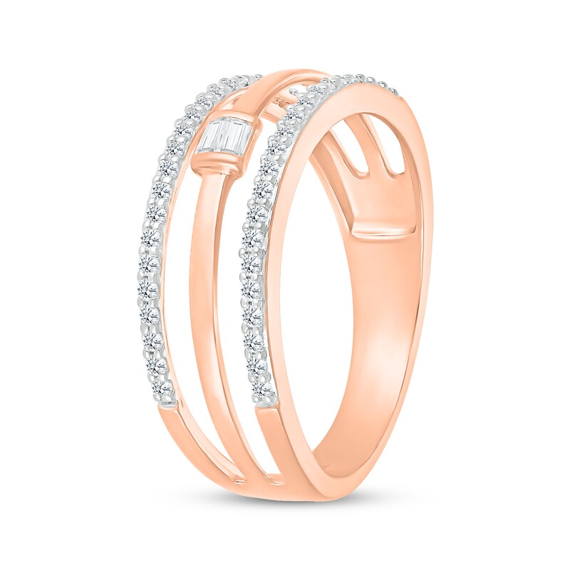 Baguette & Round-Cut Diamond Faux-Stack Ring 1/4 ct tw 10K Rose Gold