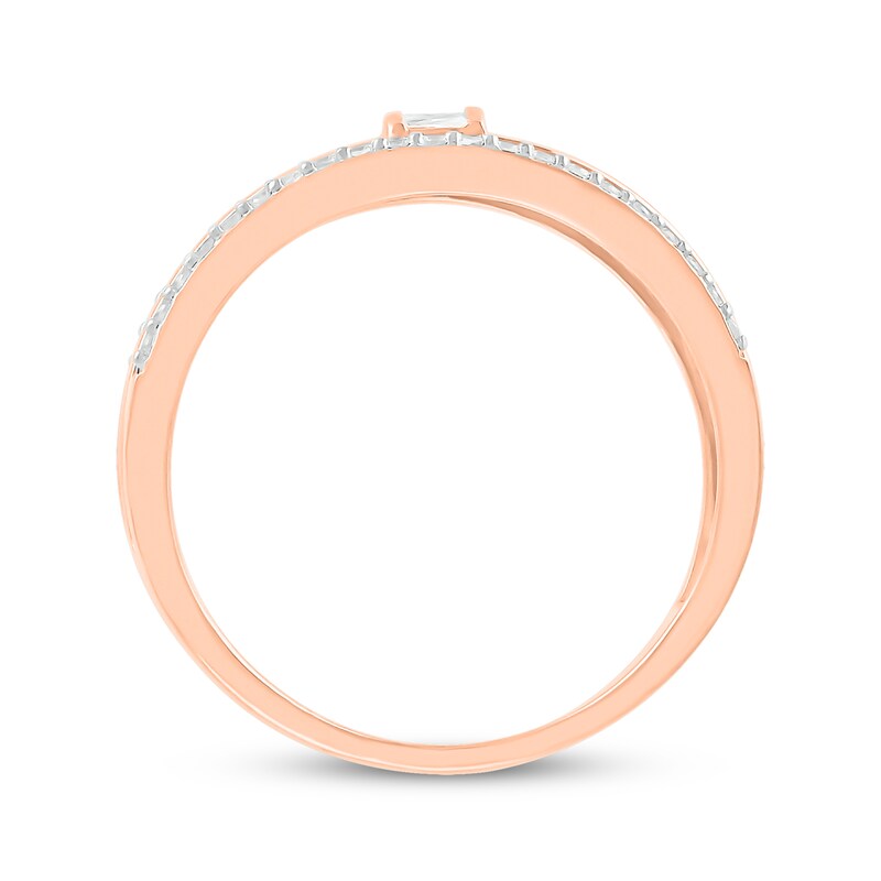 Baguette & Round-Cut Diamond Faux-Stack Ring 1/4 ct tw 10K Rose Gold