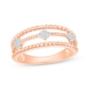 Thumbnail Image 1 of Diamond Three-Row Faux-Stack Textured Ring 1/8 ct tw 10K Rose Gold