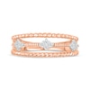 Thumbnail Image 4 of Diamond Three-Row Faux-Stack Textured Ring 1/8 ct tw 10K Rose Gold
