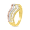 Thumbnail Image 2 of Baguette & Round-Cut Diamond Chevron Faux-Stack Ring 1/2 ct tw 10K Tri-Tone Gold