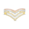 Thumbnail Image 4 of Baguette & Round-Cut Diamond Chevron Faux-Stack Ring 1/2 ct tw 10K Tri-Tone Gold