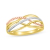 Thumbnail Image 1 of Diamond Crossover Textured Ring 1/10 ct tw 10K Two-Tone Gold & Sterling Silver