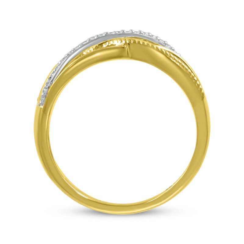 Main Image 3 of Diamond Crossover Textured Ring 1/10 ct tw 10K Two-Tone Gold & Sterling Silver