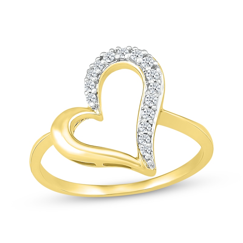Main Image 1 of Diamond Heart Outline Ring 1/10 ct tw 10K Yellow Gold