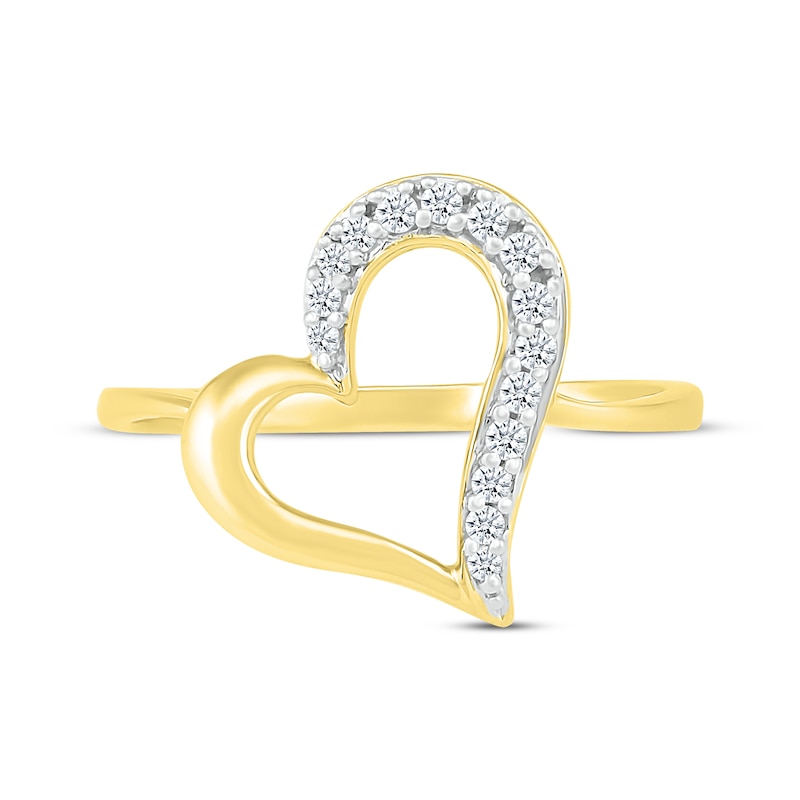 Main Image 2 of Diamond Heart Outline Ring 1/10 ct tw 10K Yellow Gold