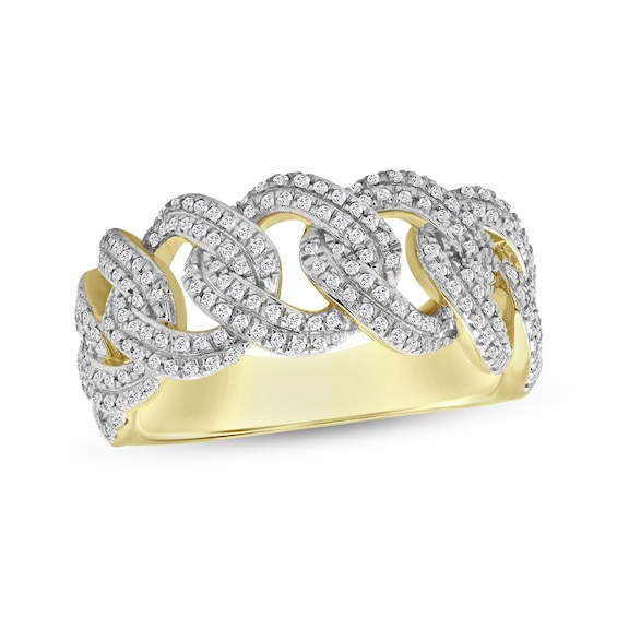 Men's Diamond Curb Chain Ring 1/2 ct tw 10K Yellow Gold