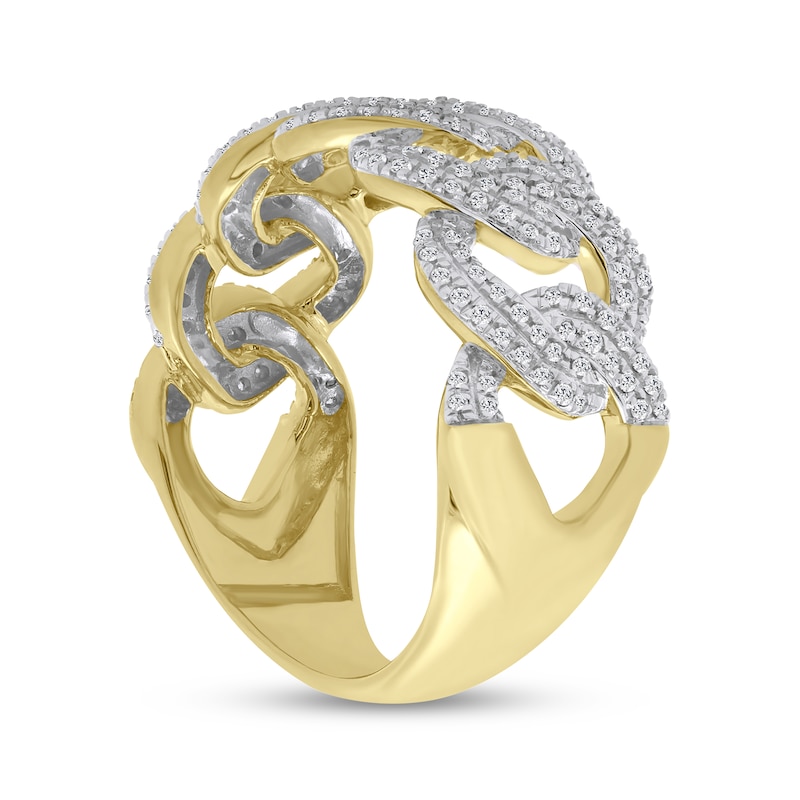 Main Image 2 of Men's Diamond Curb Chain Ring 1/2 ct tw 10K Yellow Gold