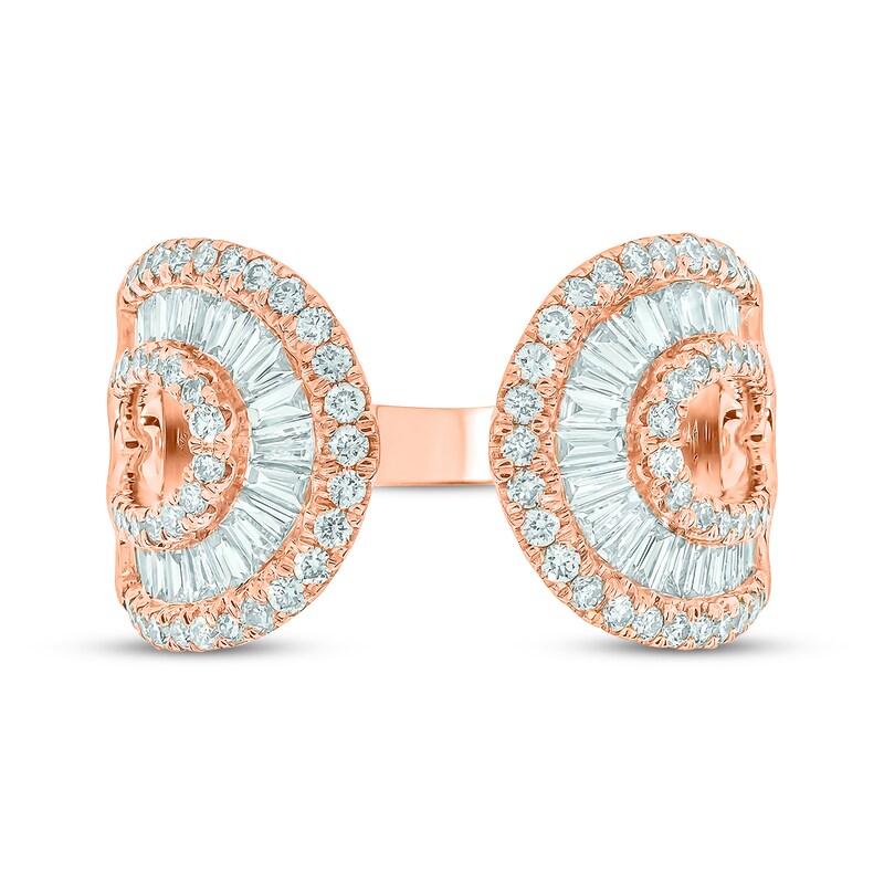Baguette & Round-Cut Diamond Deconstructed Fan Ring 1-1/3 ct tw 14K Rose Gold