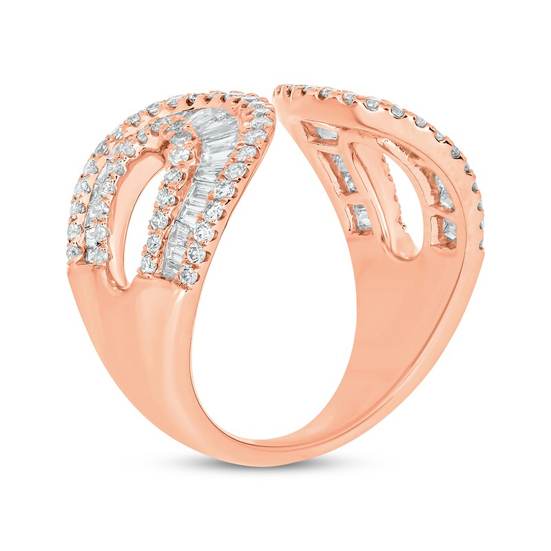 Baguette & Round-Cut Diamond Deconstructed Fan Ring 1-1/3 ct tw 14K Rose Gold
